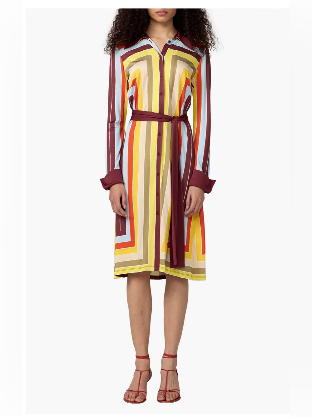 NWOT Diane von furstenberg The Diane Stripe Long Sleeve Jersey Shirtdress Sz XL